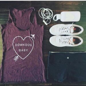 Dirty Blondes Down Baby Dog heart yoga tank top new